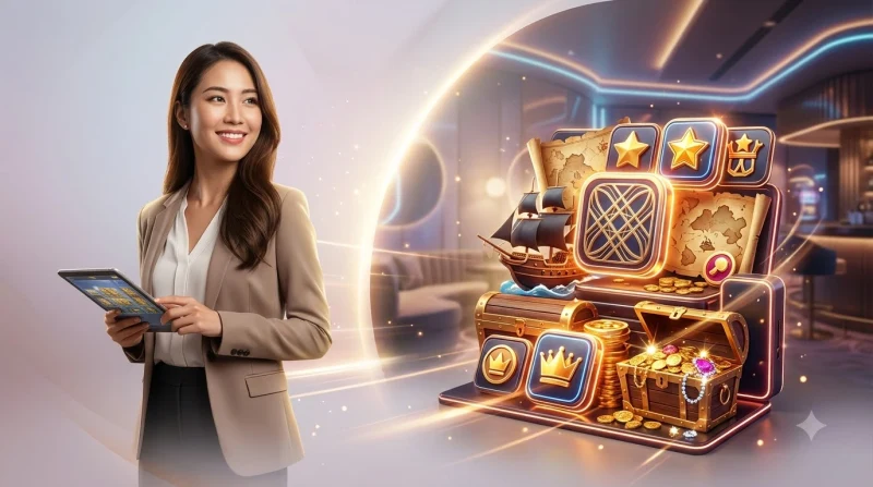 Hình ảnh đồ họa chủ đề cướp biển trong game slot Pirate King