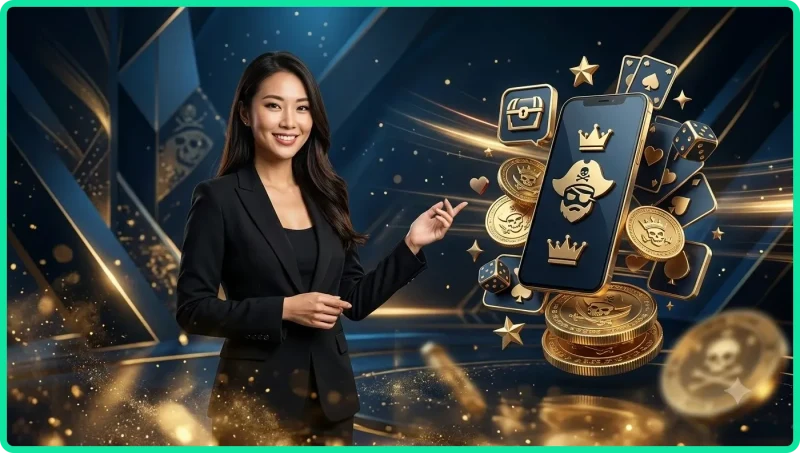 Hình ảnh đồ họa chủ đề cướp biển trong game slot Pirate King